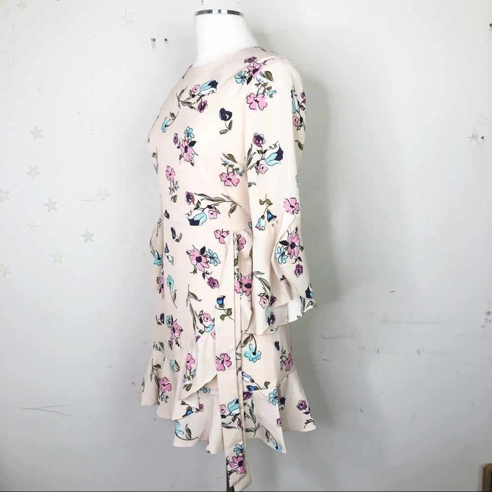 𝅺J.O.A  pink floral print ruffled mini dress - Picture 2 of 15